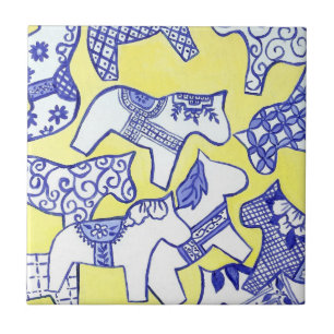 Zweedse dala paarden Tile Tegeltje
