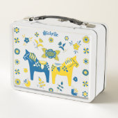 Zweedse Folk Dala Horse l Blue and Yellow (Achterkant)