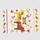 Zweedse Folk Dala Horse l Red en Geel Golfhanddoek (Horizontaal)