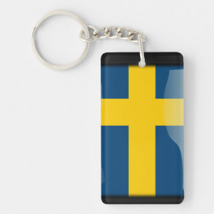 Zweedse gepolijst vlag sleutelhanger