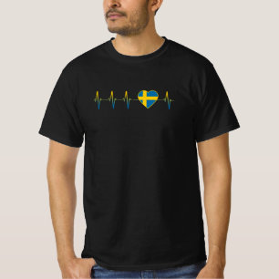 Zweedse hartslag Ik hou van Zweedse vlaggenhartfam T-shirt