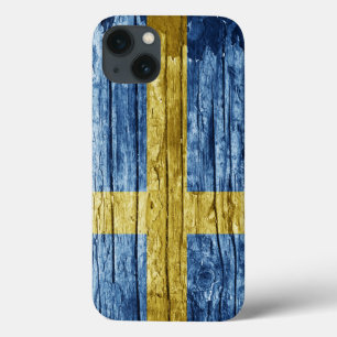 Zweedse houten vlag iPhone 13 hoesje