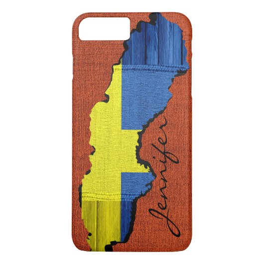 Zweedse kaart Vlag Burlap Wood Kijk uit Case-Mate iPhone Case (Achterkant)