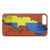 Zweedse kaart Vlag Burlap Wood Kijk uit Case-Mate iPhone Case (Achterkant (Horizontaal))