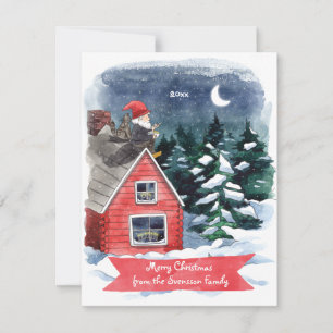 Zweedse Kabouter Kerst Watercolor Tomten Vakantie  Feestdagenkaart