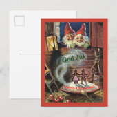 Zweedse kerstkaart Gnomes Elves Aankondigingskaart (Voorkant / Achterkant)