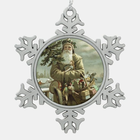  Zweedse kerstman Tin Sneeuwvlok Ornament (Voorkant)
