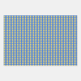 Zweedse kronen in blauw en geel inpakpapier vel