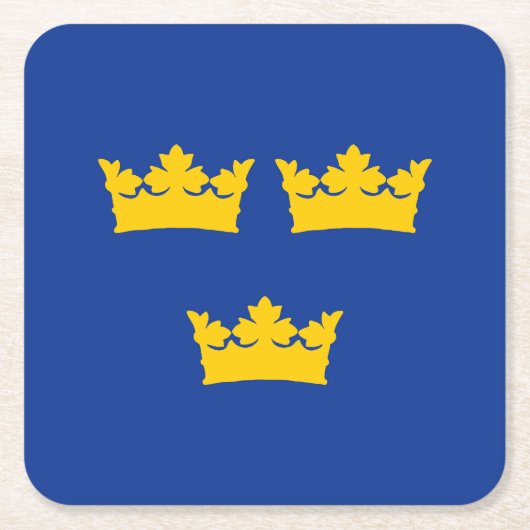 Zweedse kroon, kronor vierkante kartonnen onderzetter (Voorkant)