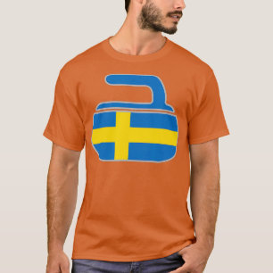 Zweedse krullende Zweedse vlag Klassiek T-shirt