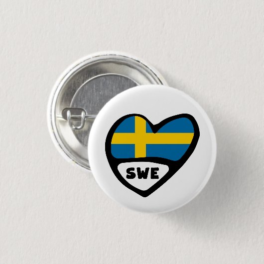 Zweedse landcode Vlag hoofdspeldenbadge, SWE Ronde Button 3,2 Cm (Voorkant /achterkant)