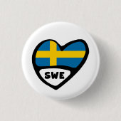 Zweedse landcode Vlag hoofdspeldenbadge, SWE Ronde Button 3,2 Cm (Voorkant)