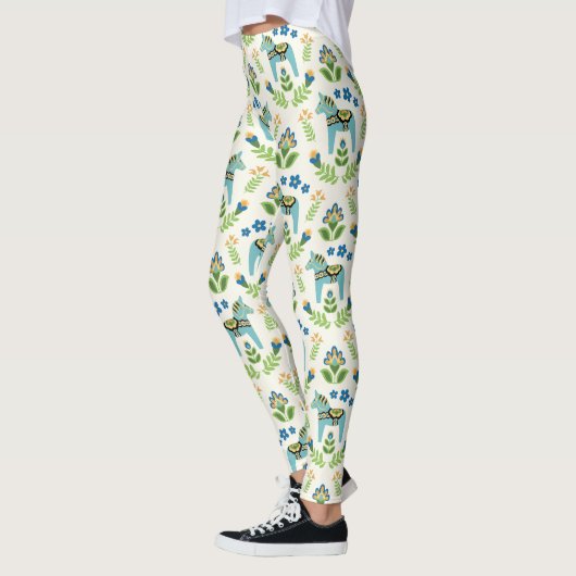 Zweedse paarden Dala Blauwgroen Leggings (Links)