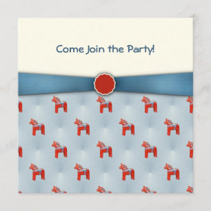 Zweedse partij Dala Horse Party - Blauwe lint Kaart