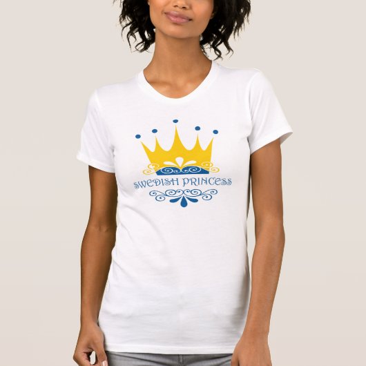 Zweedse prinses in Zweedse vlag T-shirt (Voorkant)