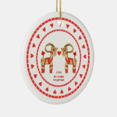 Zweedse rietgeiten 40 jaar samen gedateerd keramisch ornament (Rechts)