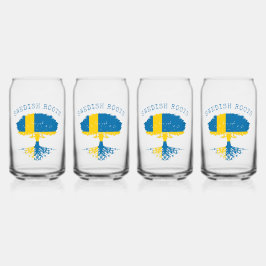 Zweedse Roots Vlag Kan Glas Set
