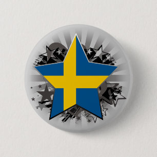 Zweedse ster ronde button 5,7 cm