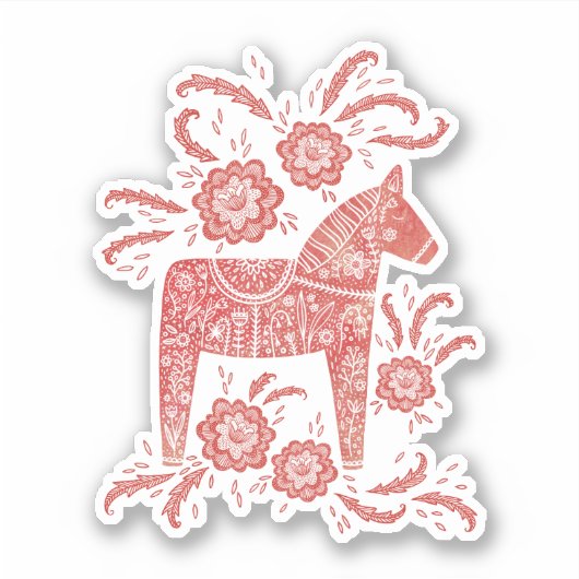 Zweedse Sticker Dala Horse Red (Voorkant)