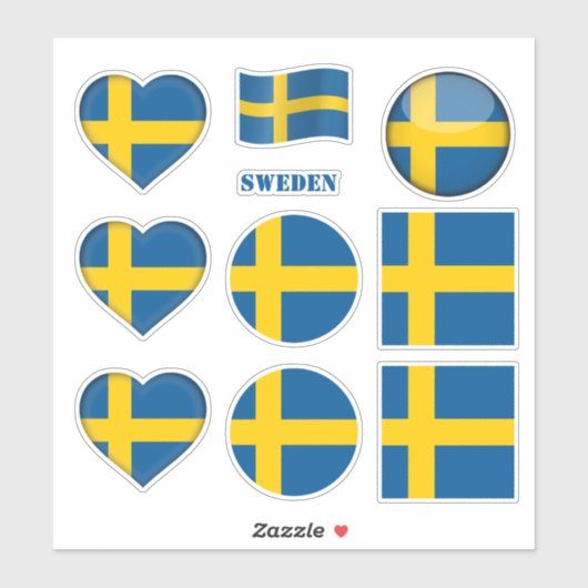 Zweedse stickers en Zweedse vlag, hart/sport (Vel)