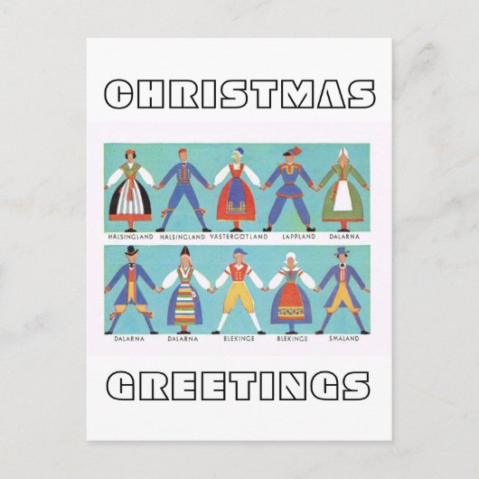 Zweedse streekkostuums Feestdagenkaart (Voorkant)