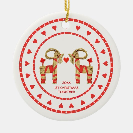 Zweedse strogeitjes, eerste Kerstmis, met elkaar v Keramisch Ornament (Voorkant)