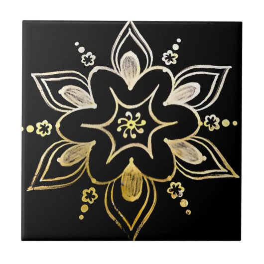 zweedse tegels moderne gele bloemen tegeltje (Voorkant)