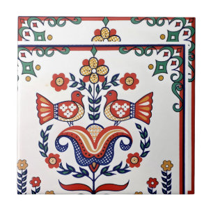 zweedse tegels - vogelpatroon tegeltje