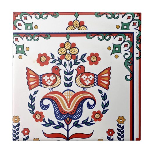 zweedse tegels - vogelpatroon tegeltje (Voorkant)