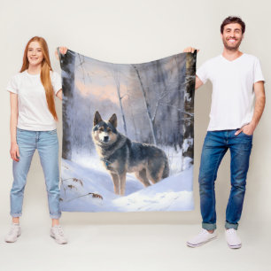 Zweedse Vallhund Laat het Sneeuwen Kerstmis Fleece Deken