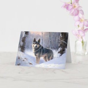 Zweedse Vallhund Laat het Sneeuwen Kerstmis Kaart