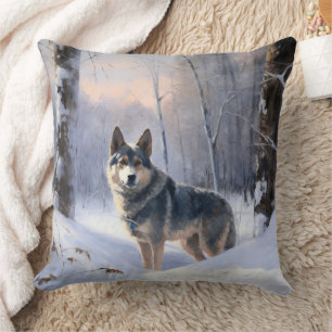 Zweedse Vallhund Laat het Sneeuwen Kerstmis  Kussen
