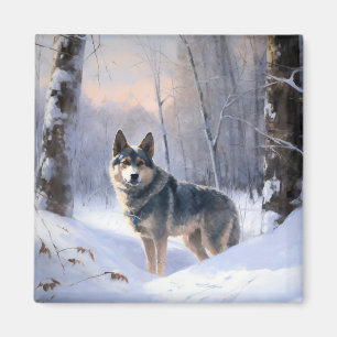 Zweedse Vallhund Laat het Sneeuwen Kerstmis  Magneet