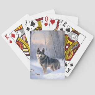 Zweedse Vallhund Laat het Sneeuwen Kerstmis Pokerkaarten