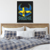 Zweedse Viking Helm Gift Zweedse vlag Viking Canvas Afdruk (Insitu (Slaapkamer))