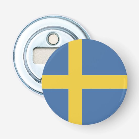 Zweedse vlag button flesopener (Voorkant)