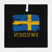 Zweedse vlag glas ornament (Achterkant)
