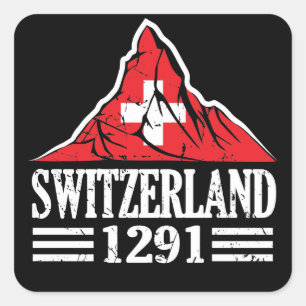 zweedse vlag matterhorn sinds 1291 vierkante sticker