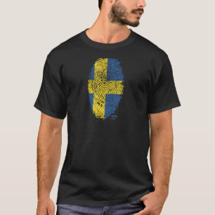 Zweedse vlag op vingerafdruk t-shirt