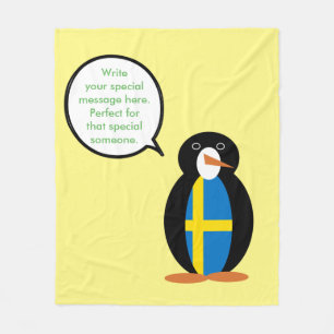Zweedse Vlag Pratende Mevrouw Pinguïn Persoonlijk Fleece Deken