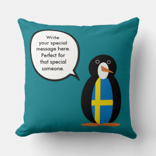 Zweedse Vlag Pratende Mevrouw Pinguïn Persoonlijk Kussen