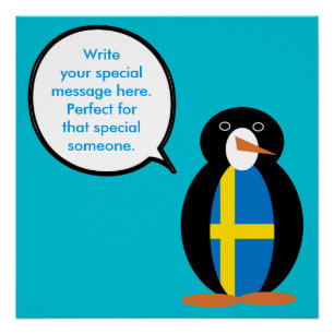 Zweedse Vlag pratende Mevrouw Pinguïn Persoonlijk Perfect Poster