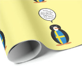 Zweedse vlag Pratende Ms. Penguin gepersonaliseerd Cadeaupapier (Rol Hoek)