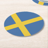 Zweedse vlag ronde kartonnen onderzetter (Gebogen)