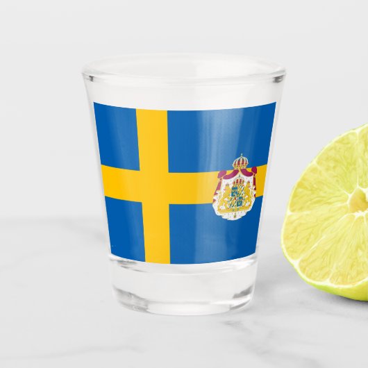 Zweedse vlag shot glas (Voorkant)