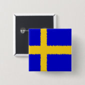 Zweedse vlag vierkante button 5,1 cm (Voorkant /achterkant)