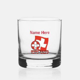 Zweedse Vlag Voetbal Rode Gepersonaliseerde Naam  Whisky Glas