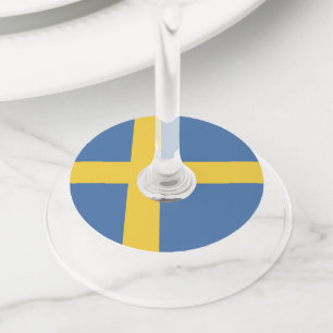 Zweedse vlag wijnglaslabel