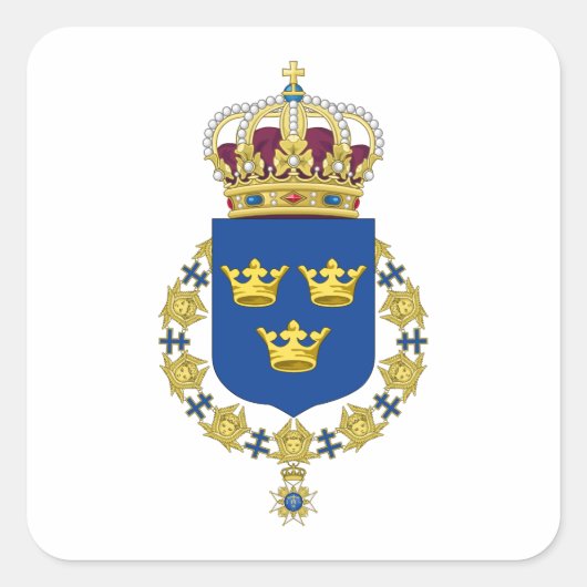 Zweedse wapenstilstand vierkante sticker (Voorkant)