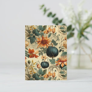 Zweedsige Turkoois Pompoen Herfst Bloemig Vintage Briefkaart